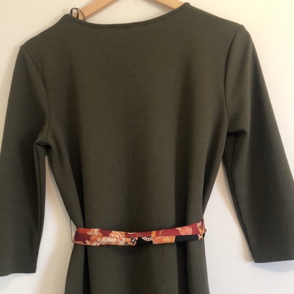 Zara Olive green dress with tie - Picture 8 of 8